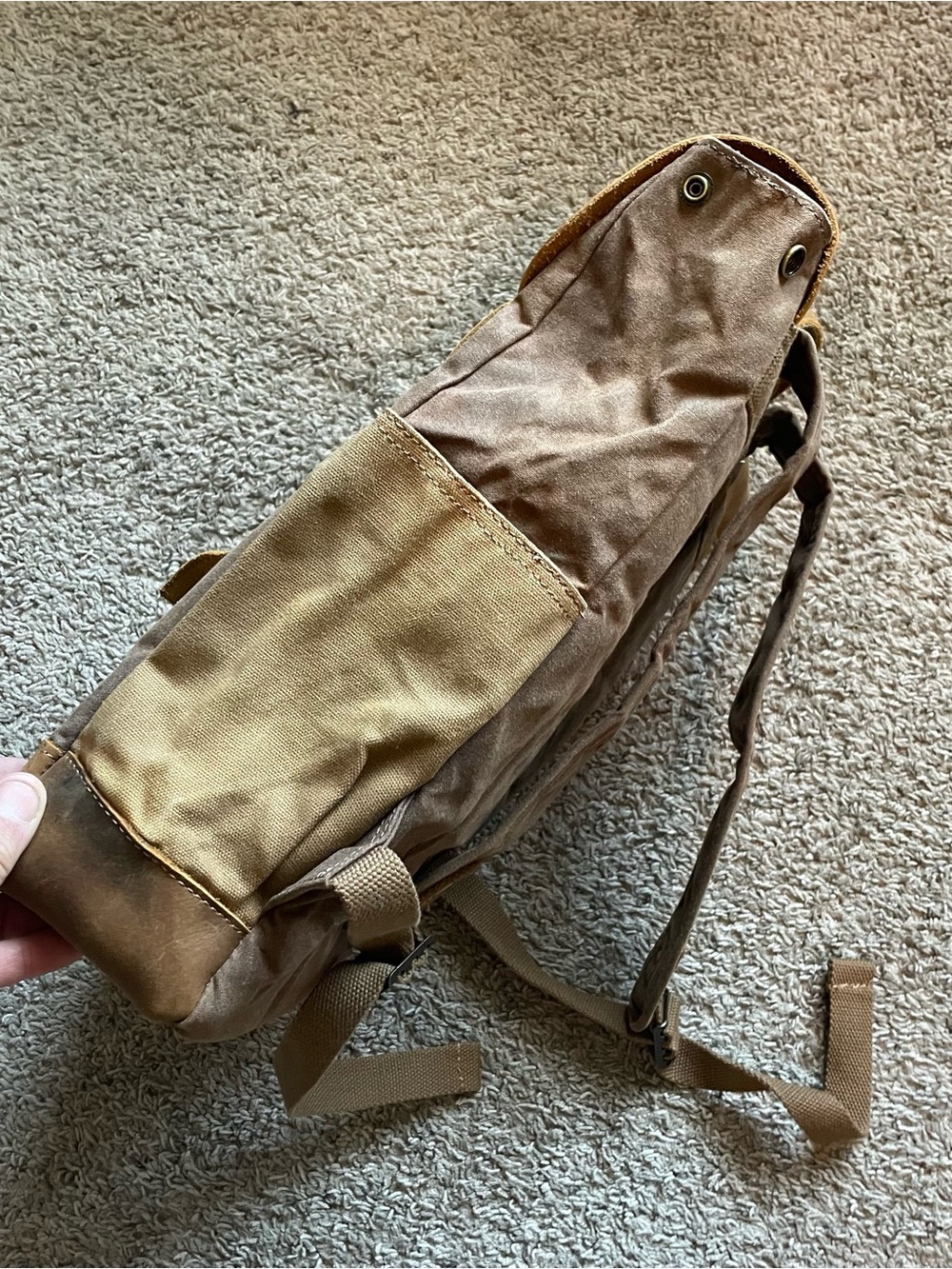 Waxed Canvas & Leather Retro School Backpack Rucksack Travel Hiking Laptop - Picture 5 of 15